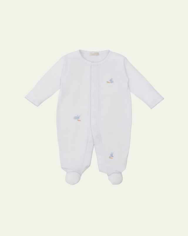 Boy's Premier Hand Embroidered Bunny Patch Footie, Size Newborn-9M